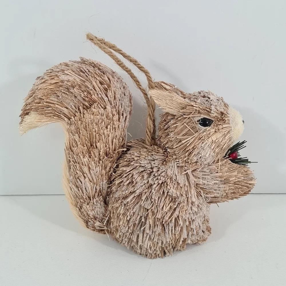 Squirrel Holiday Christmas Straw Ornament